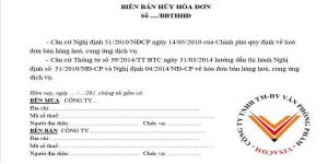 biên bản hủy hóa đơn điện tử