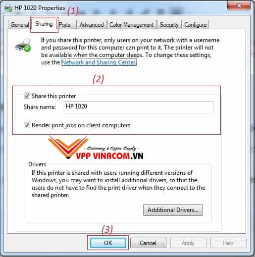 cách chia sẻ máy in trong win 7