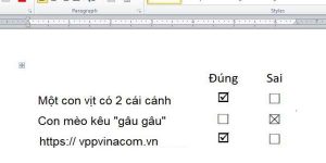 cách tạo ô tích checkbox trong word
