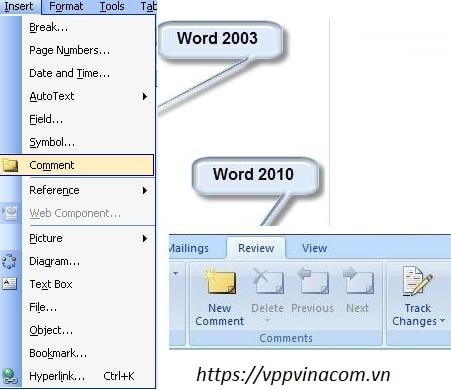 cách thêm và xóa comment trong word