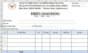 mẫu phiếu giao hàng