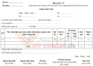mẫu phiếu xuất kho theo thông tư 133