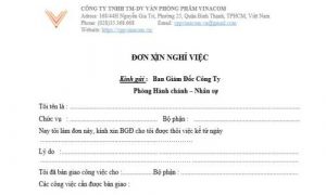 mẫu đơn xin nghỉ việc