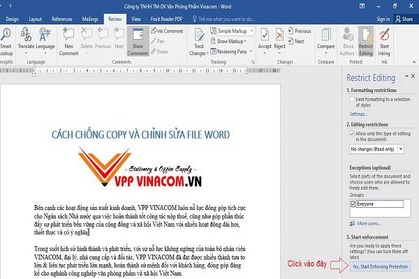 cách chống copy và chỉnh sửa file word