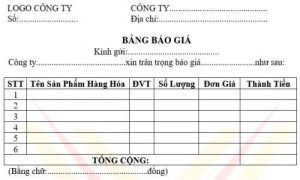 mẫu bảng báo giá đẹp